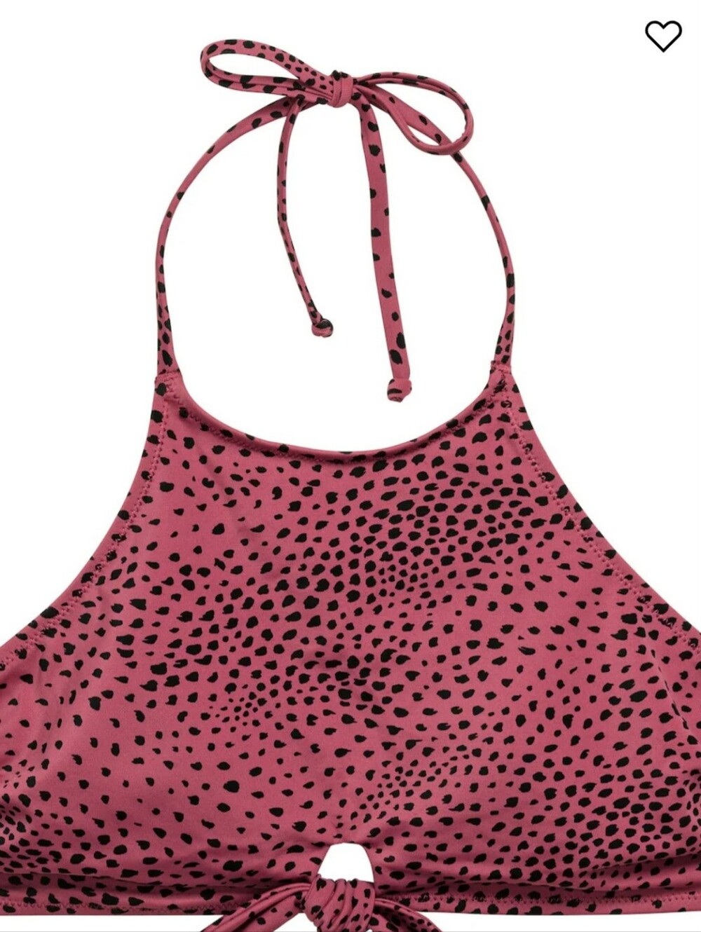 H&M Bikini Top Womens 12 Plum Pink Dalmatian Dot High Neck Halter Tie Crop Swim